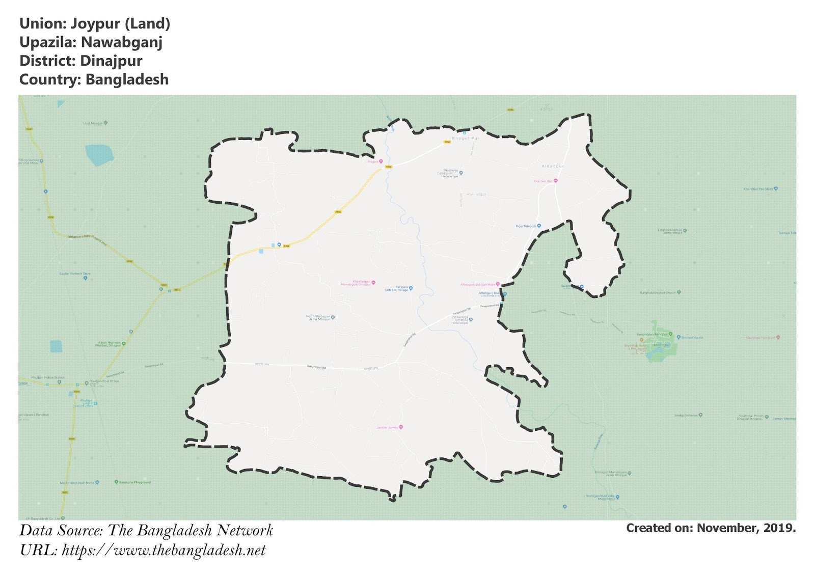 Map of Joypur of Nawabganj Upazila Map of Joypur of Dinajpur, Bangladesh.