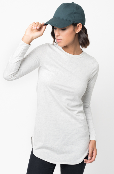 Shop for Light Grey Crew Neck Terry Long Sleeved Tunic New Colors $42 on caralase.com