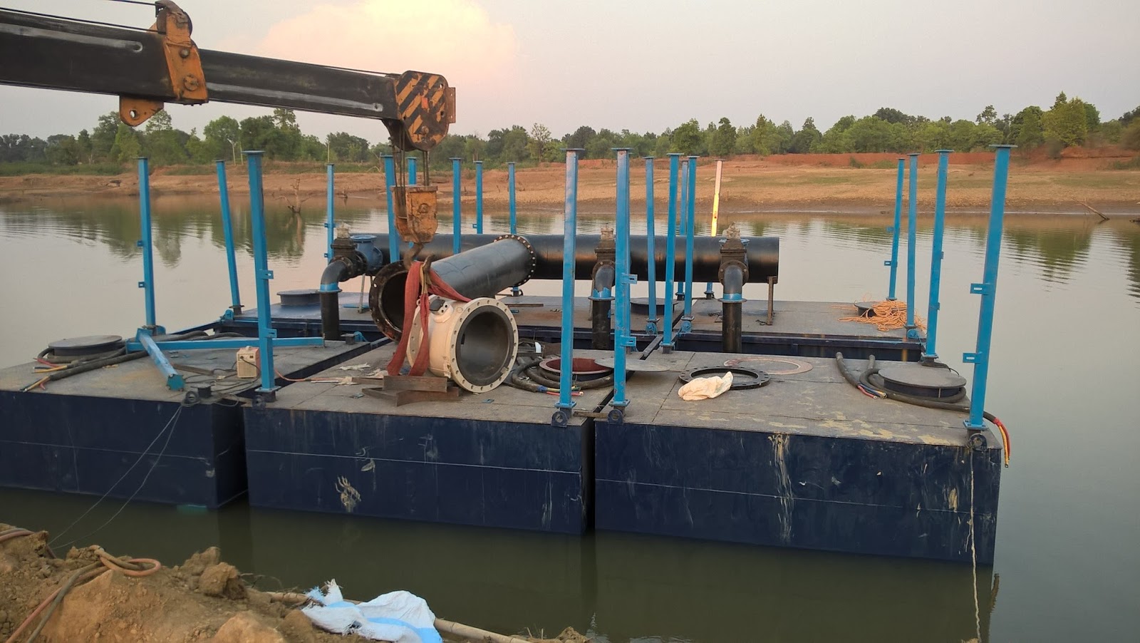 World of an Entrepreneur Pontoon or Floating platform or barge for pump