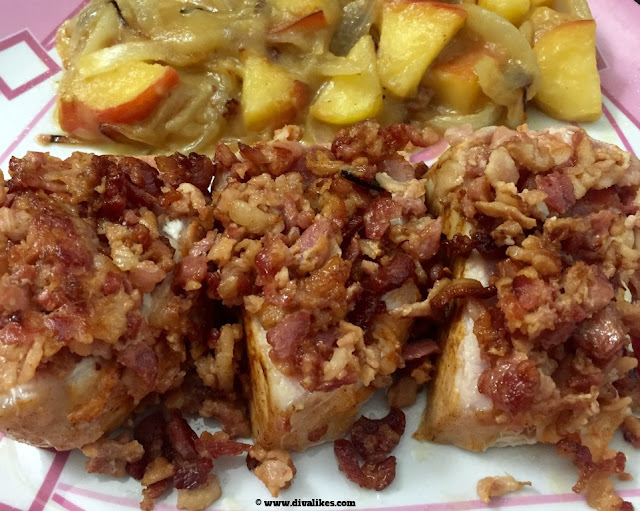Roasted Applewood Bacon Pork With Apples & Onions