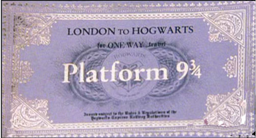 Harry Potter Paraphernalia: The Letters/Invitations--Platform 9 3/4 Ticket
