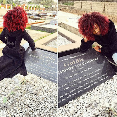 j Photos: Denrele visits Goldie's gravesite, pays emotional tribute to her