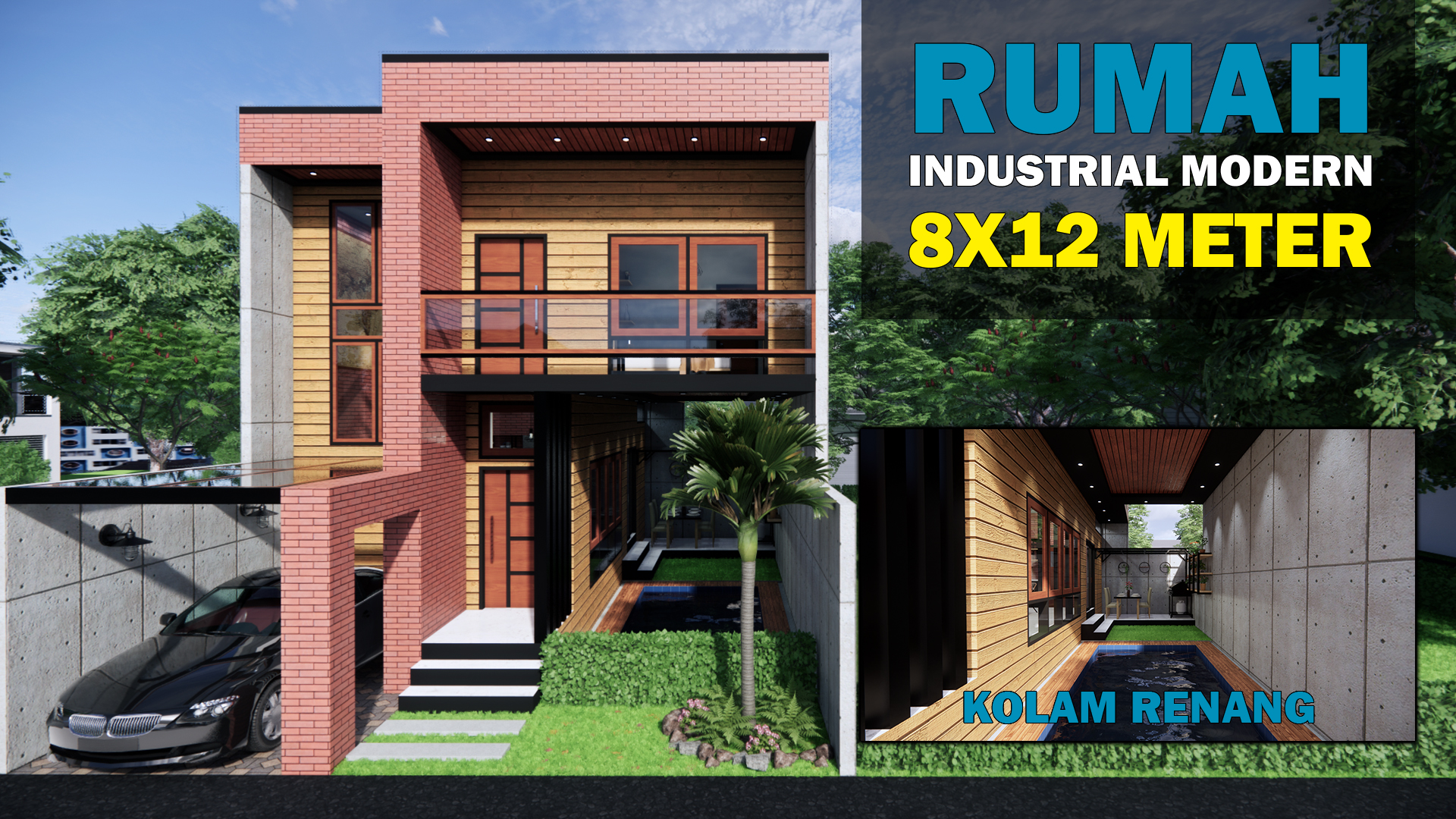 Desain Rumah Industrial 2 Kamar Tidur 2 Lantai