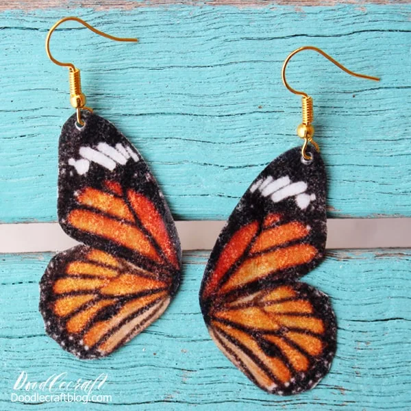 Faux Butterfly Wing Earrings with Resin