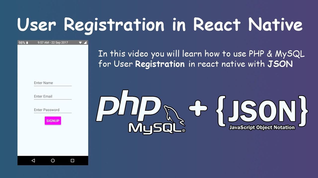 User Registration with PHP & MySQL in React Native || Insert Data with JSON