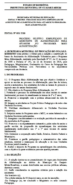 Prefeitura de Guajará-Mirim anuncia Processo Seletivo