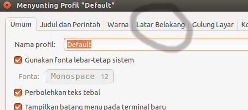 Kliklah tab latar belakang. Tab Latar Belakang