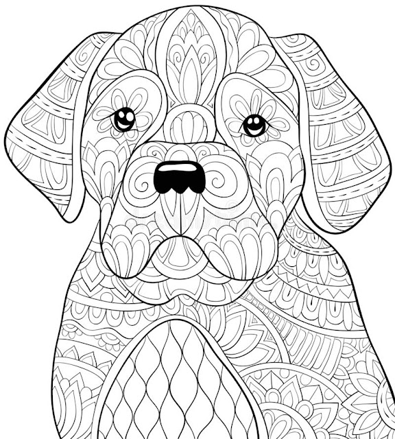 Best cute dog adult coloring book page