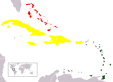 Localisation des Grandes Antilles sur Carte des Caraïbes.
Les Grandes Antilles  sont au nord de l'archipel des Caraïbes , alors que les petites Antilles sont au sud.