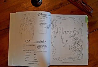 Praying Woman's Journal Calendar Page a look into a Praying Woman's Journal, using the first calendar page for March 2018. I created the word March and the flowers to colour later.