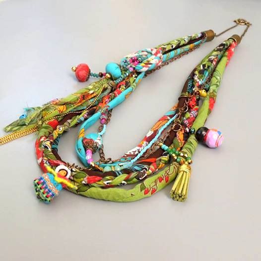 Colar artesanal com retalhos de tecido colar de tecido feminino