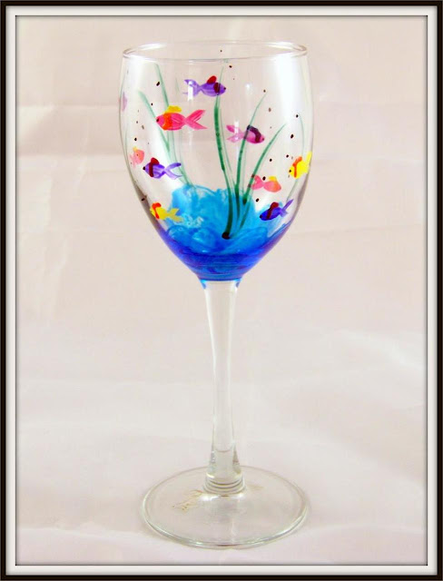 Fishes Hand Painted Wine Glasses