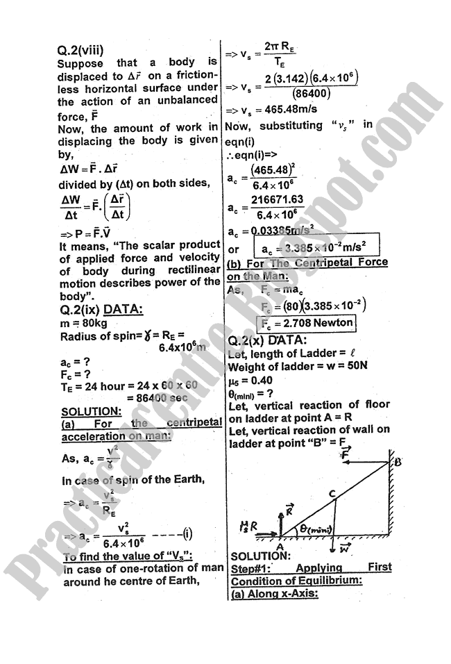 Physics-Numericals-Solve-2011-five-year-paper-class-XI
