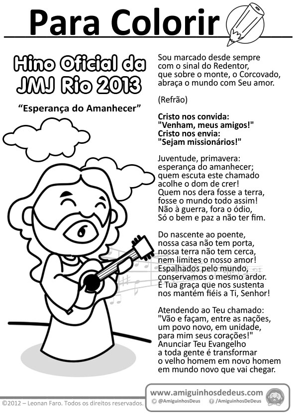 Hino Oficial da JMJ Rio 2013 para imprimir 