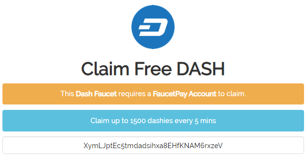 Cara mendapatkan faucet Dash gratis setiap 5 menit