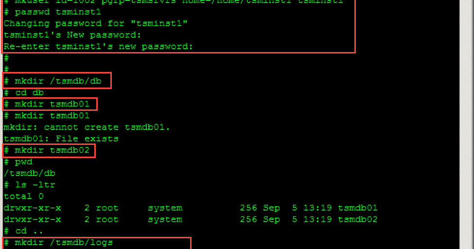 How to create TSM DB and LOG directories in AIX Storage & Backup