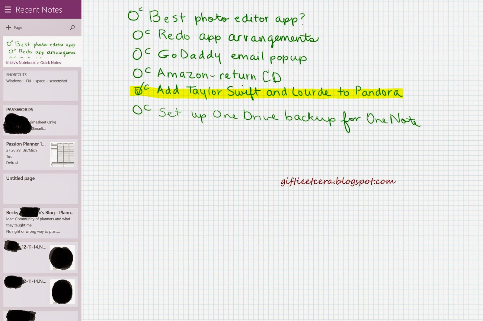 Integrating OneNote and a Planner | Giftie Etcetera: Integrating