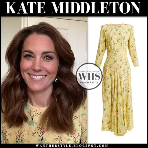 Kate Middleton in yellow tree print dress on May 6 ~ I want her style ...