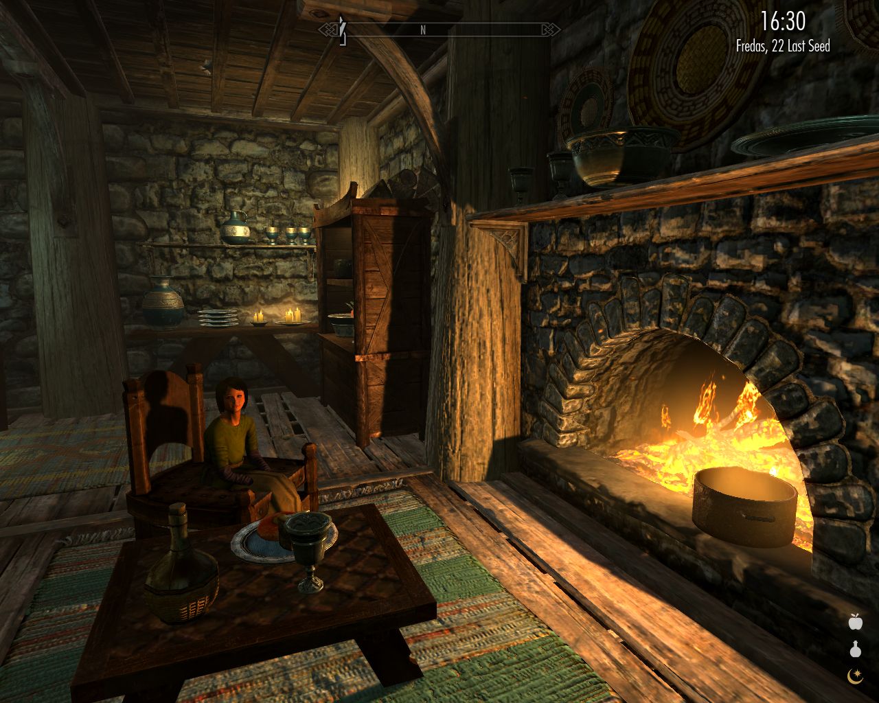 Uthgerd's House, Lucia sits on a chair too big for her in front of a fireplace