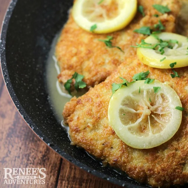 Pork Chops Romano in Lemon-Butter Sauce by Renee's Kitchen Adventures - easy pork recipe for weeknight dinners, but special enough for company.  Cheese, lemon and pork-a perfect combination!  #ad #OHPork