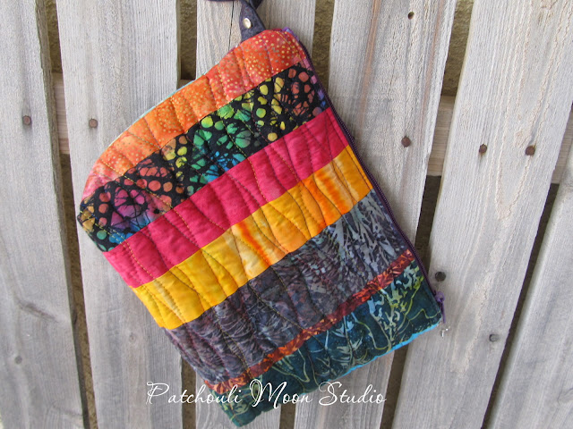 Patchouli Moon Studio~ Zippered Pouch in Batik Strips