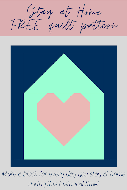 Stay at Home quilt block - a simple heart inside house quilt block to sew while you shelter in place