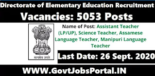 dee Assam teacher recruitment 2020