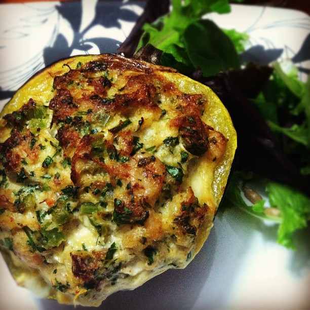 Guzzling Gals Crab & Baby Shrimp Stuffed Acorn Squash