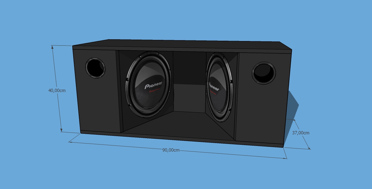 AUDIOCAR PY Caja Bandpass Manifold para Pioneer 310S4/311D4 con medidas