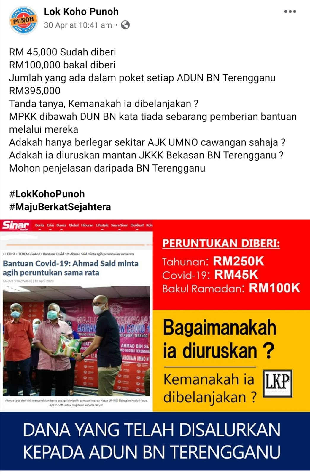 Dalam Poket Setiap Adun Bn Terengganu Ada Rm395 000