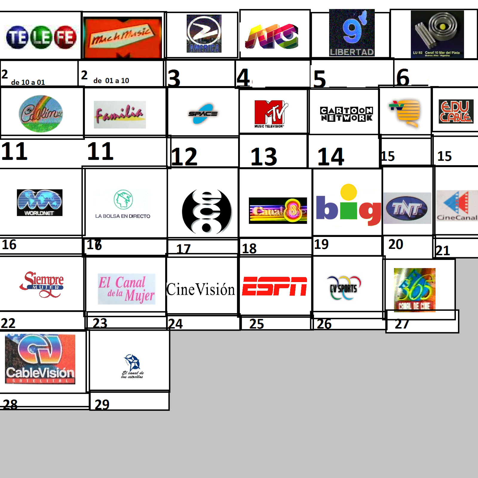 grillas de cable y tv guia de canales cablecosta hoy tvc6 abril 1994
