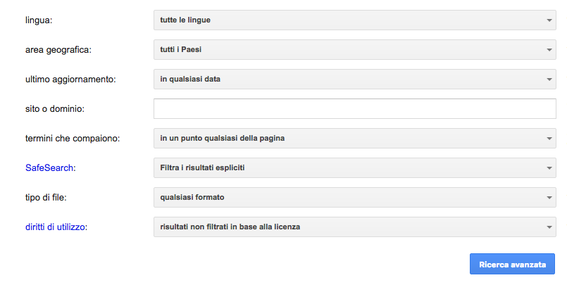 RICERCA AVANZATA GOOGLE visual data 2