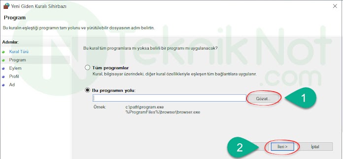 Bir Programı İnternet Erişimine Kapatma