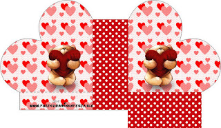 Teddy Bear in Love: Free Printable Boxes. Teddy Bear in Love Heart Shaped Open Box.