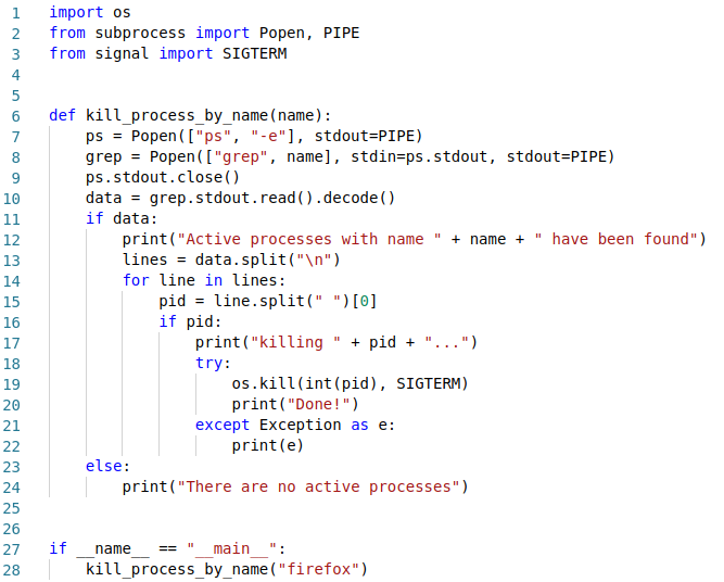 Cómo 'matar' procesos del sistema operativo con Python BoomerNiX