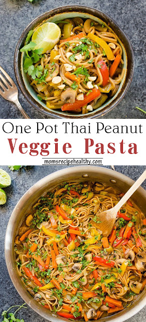 Easy One Pot Thai Peanut Veggie Pasta Recipe (+video)