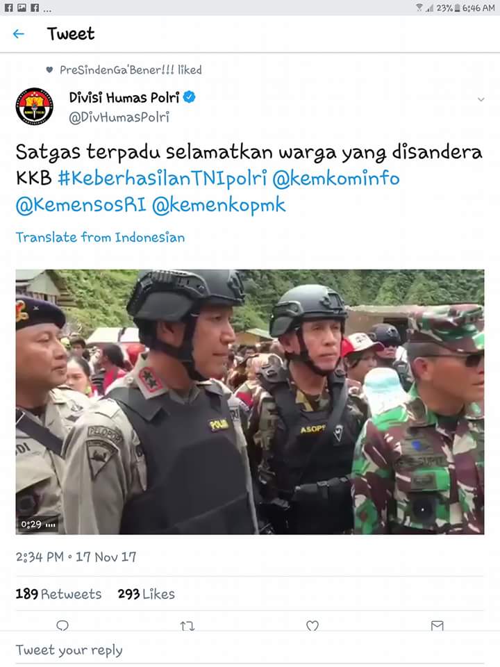 Berikut Ini Video Dua Jenderal Polri & Korps Brimob Ikut Turun Gunung Bebaskan Sandera Dari OPM