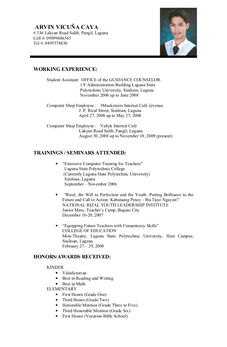 Samples of Resumes for College Students  Sample Resumes