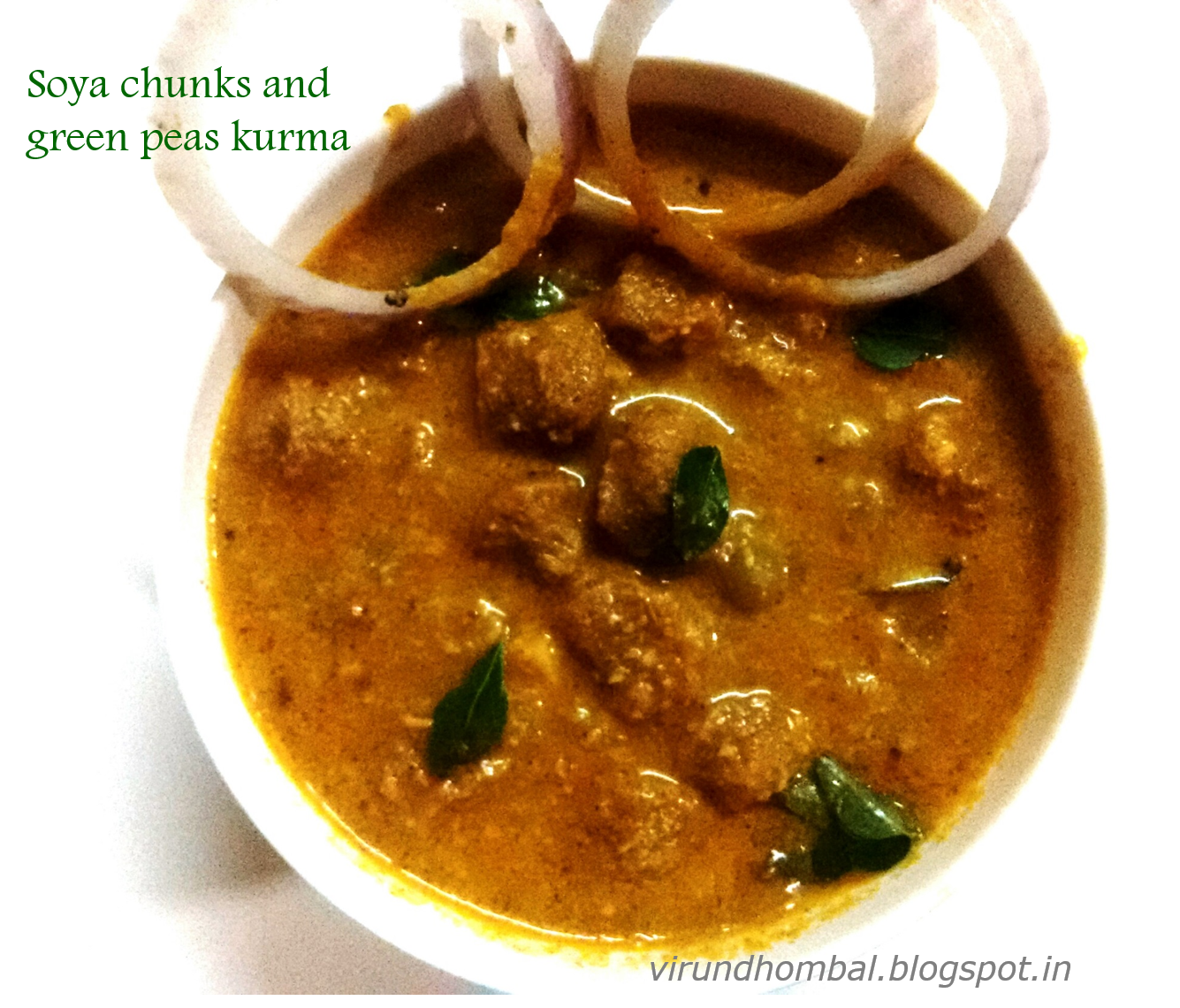 Soya chunks and green peas kurma
