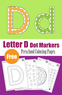 Letter D dot markers free preschool coloring pages ,learn alphabet ABC for toddlers