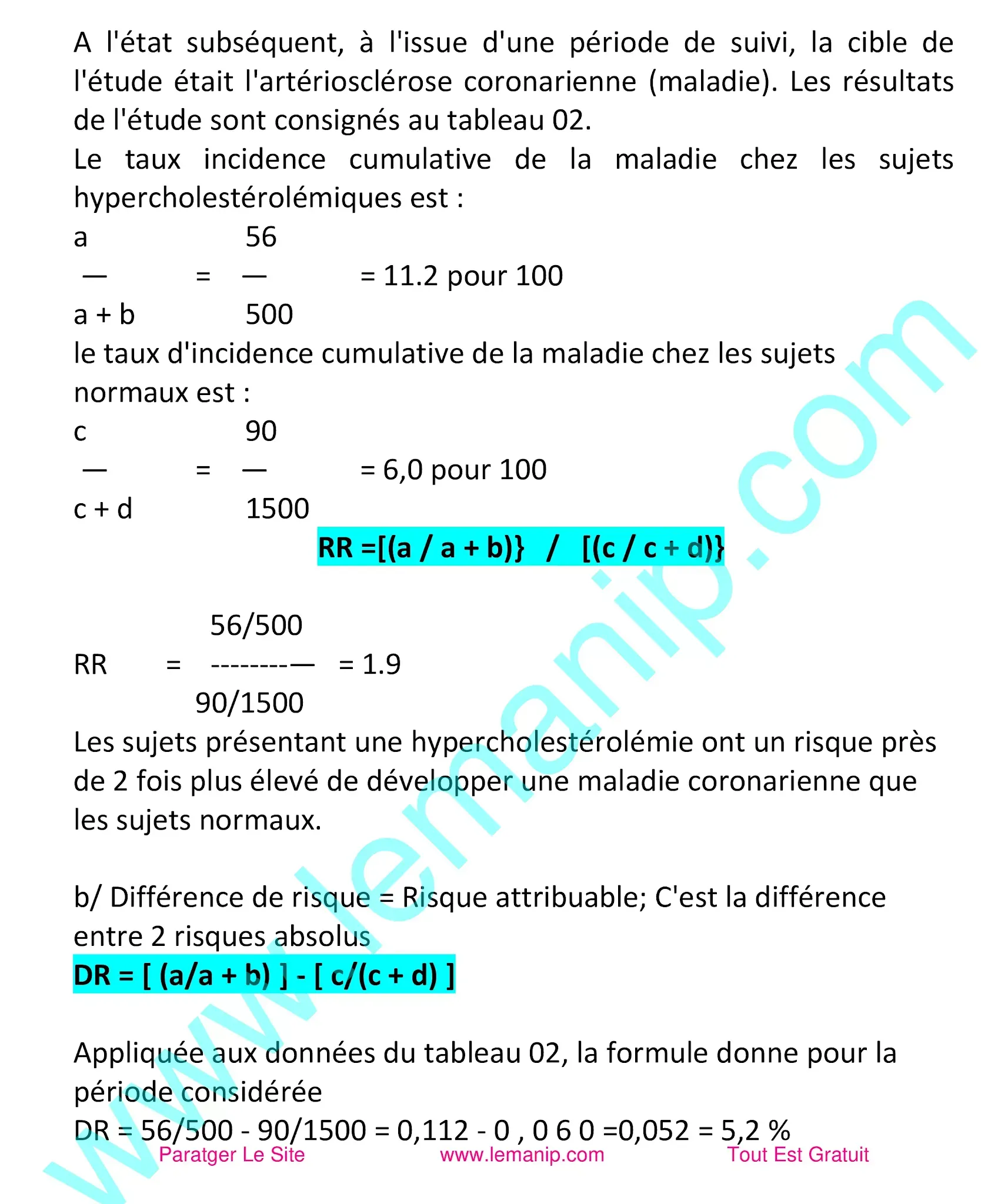 Mesures dans une étude cohorte