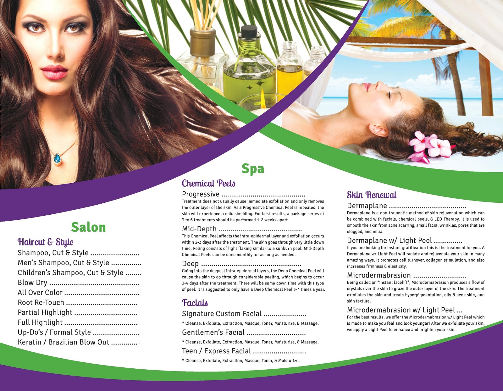 Salon Contoh Brosur/ Keterangan Menu Salon Anda