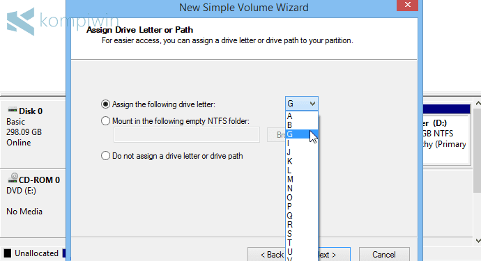 bikin partisi unallocated