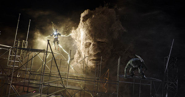 Electro, Sandman (Thomas Haden Church) and the Lizard (Rhys Ifans) combine forces to take on Tom Holland, Tobey Maguire and Andrew Garfield's Spider-Men in SPIDER-MAN: NO WAY HOME.