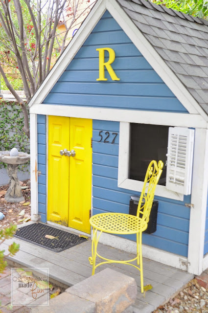 Sweet blue and yellow playhouse :: OrganizingMadeFun.com