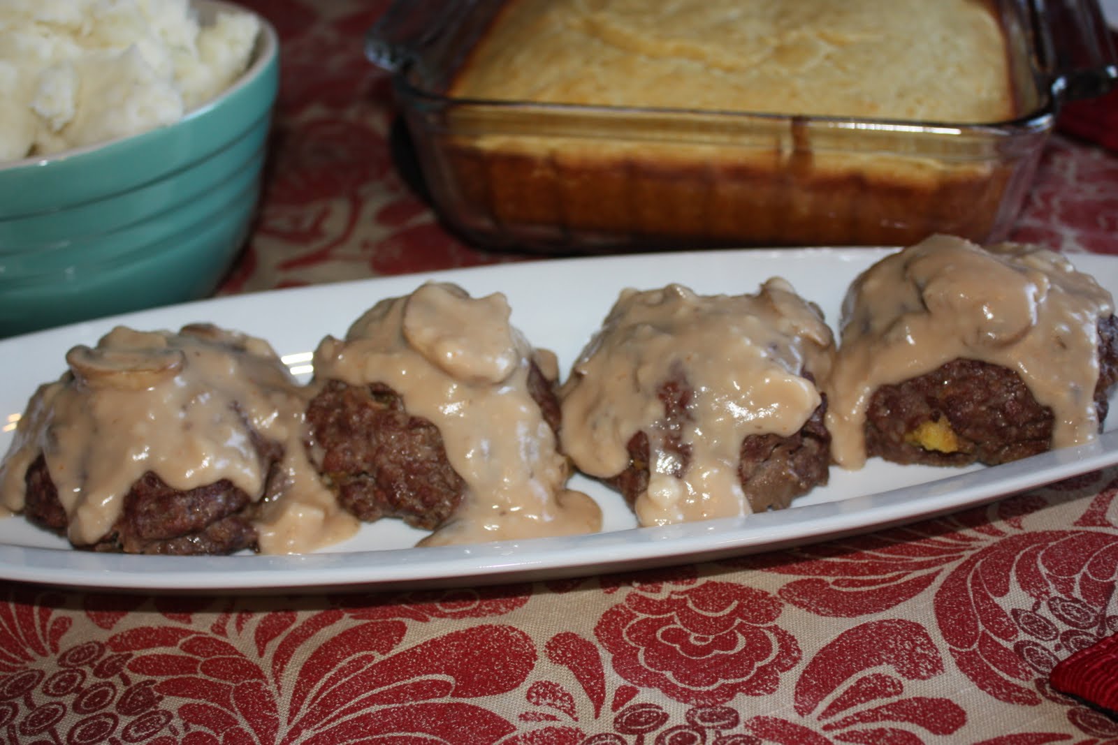 Karrissa's Kitchen Stuffed Beef Patties with Mushroom Gravy