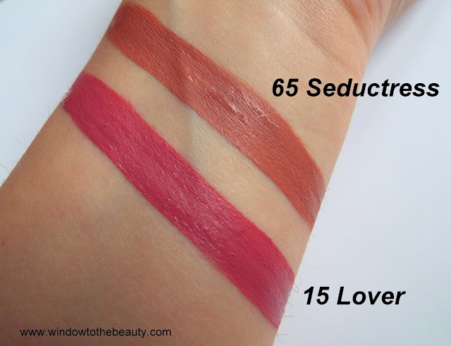 Superstay Matte Ink 15 lover and 65 seductress swatches