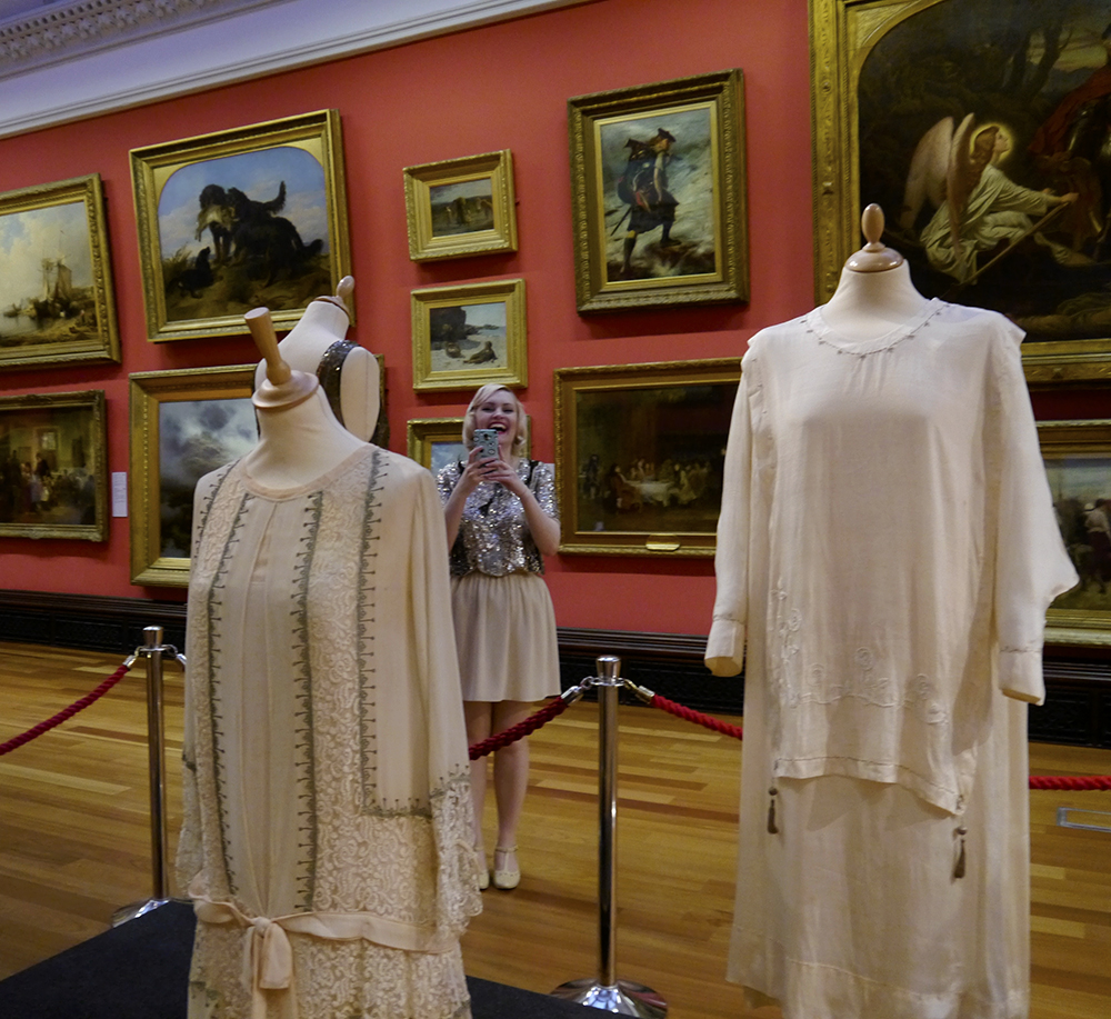 Bloggers at McManus fashion history exhibition in Dundee Festival of Museums, Museum Late, McManus Dundee, Dundee blogger, Dundee fashion history, dresses on display at museum