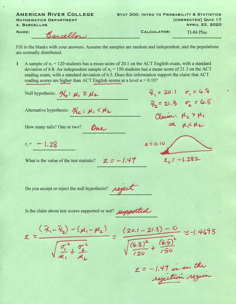 Mr B's Math Blog Stat 300 (spring 2020) Quiz solutions V