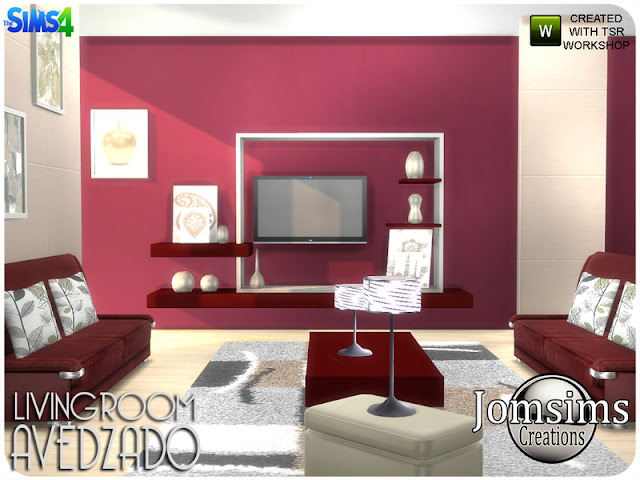 Avedzado living room Avedzado гостиная для The Sims 4 Avedzado Цветной и удобный с современными линиями. кожаный диван. подушки часть 2 кожаная для дивана. подушки деко для дивана. misc deco мебель с декором беспорядок.rugs модерн большой. настенные росписи х3 стиль и 4 цвета по картинам. 1 настольная лампа. 1 настольная лампа более маленькая. 1 слойка из кожи Автор: jomsims